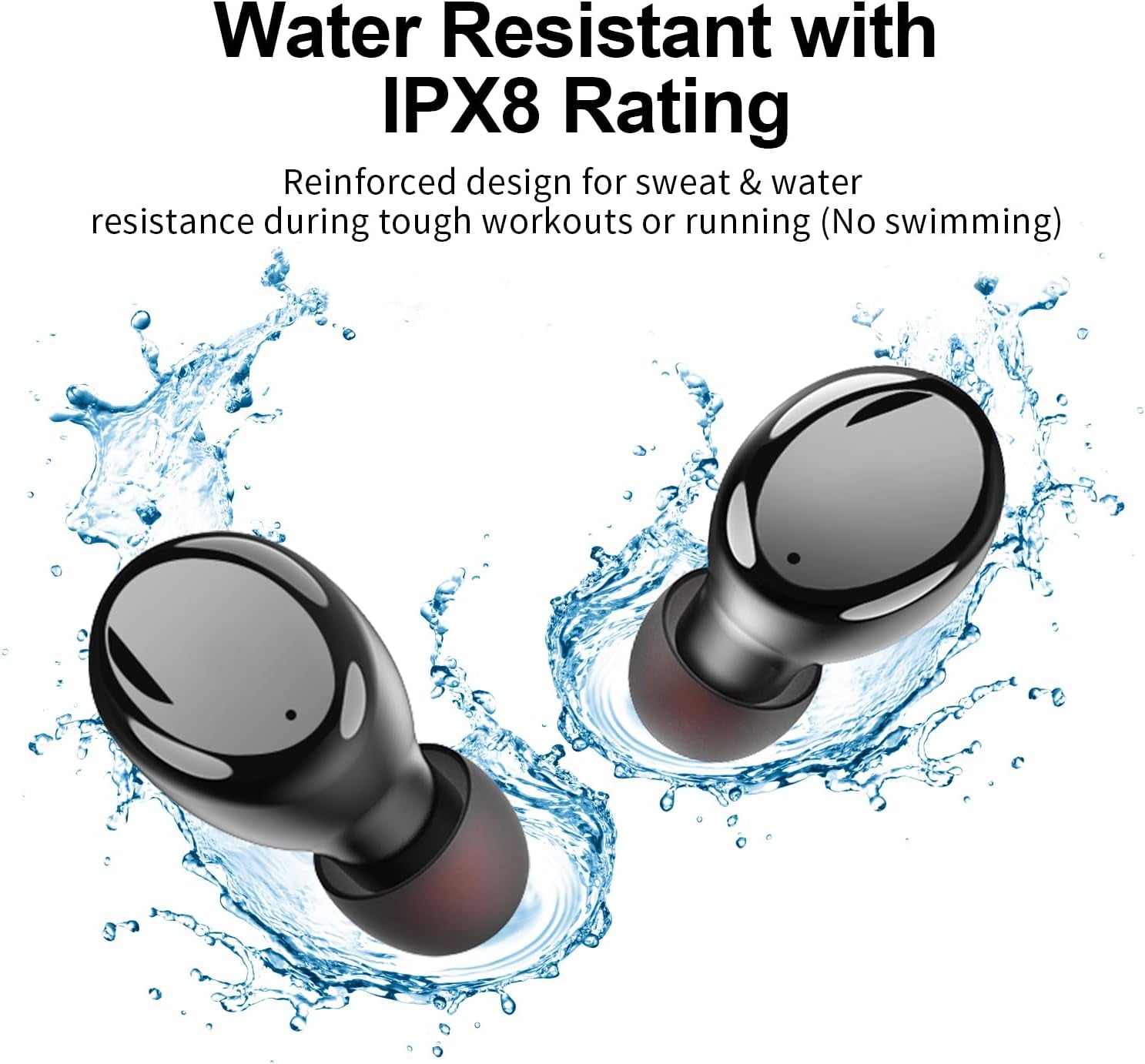 Bluetooth Wireless Earbuds, S8 Deep Bass Sound 38H Playtime IPX8 Waterproof Earphones Call Clear with Microphone In-Ear Bluetooth Headphones Comfortable for Iphone, Android