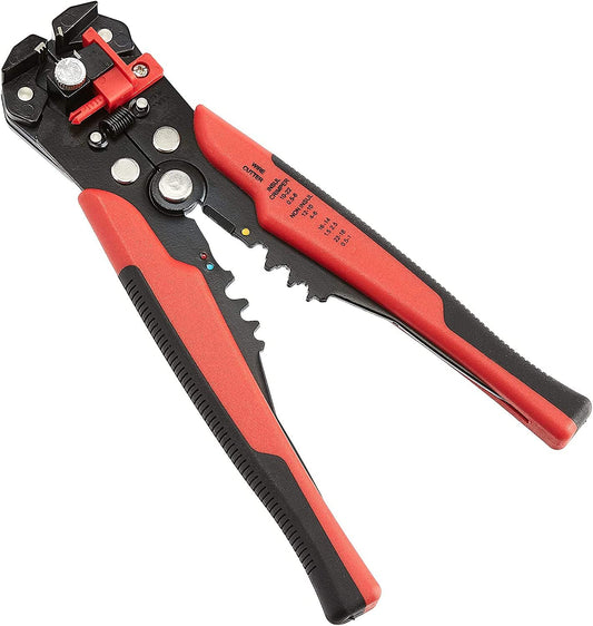 Wire Strippers, Self-Adjusting Crimper, Stripping Tool, Black/Red