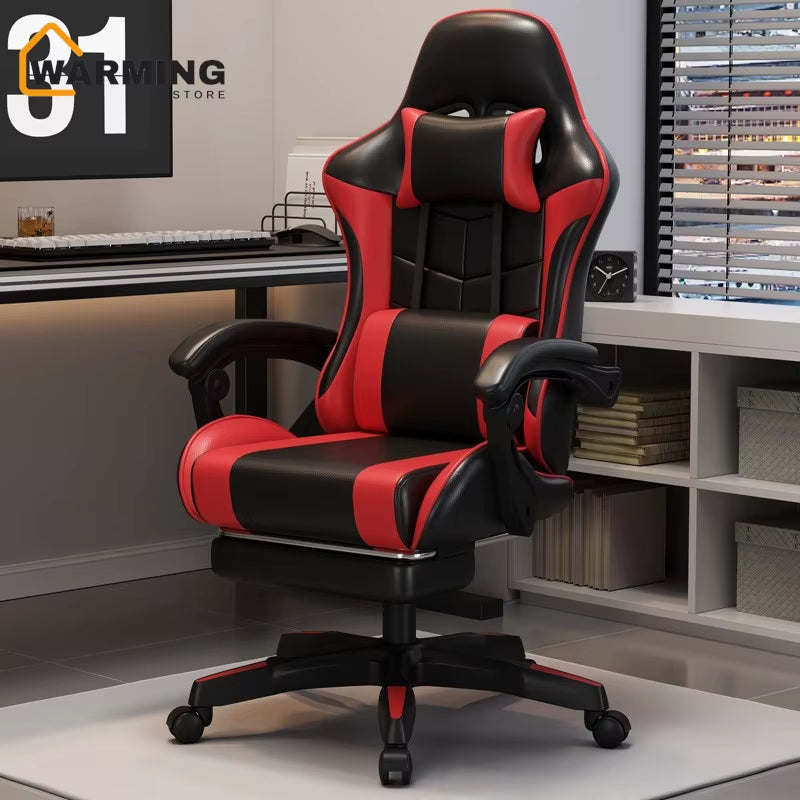 Gaming Chair for Video Game or Office with Lumbar and Cervical Cushion Ergonomic Adjustable in Height and Reclining Adjustable