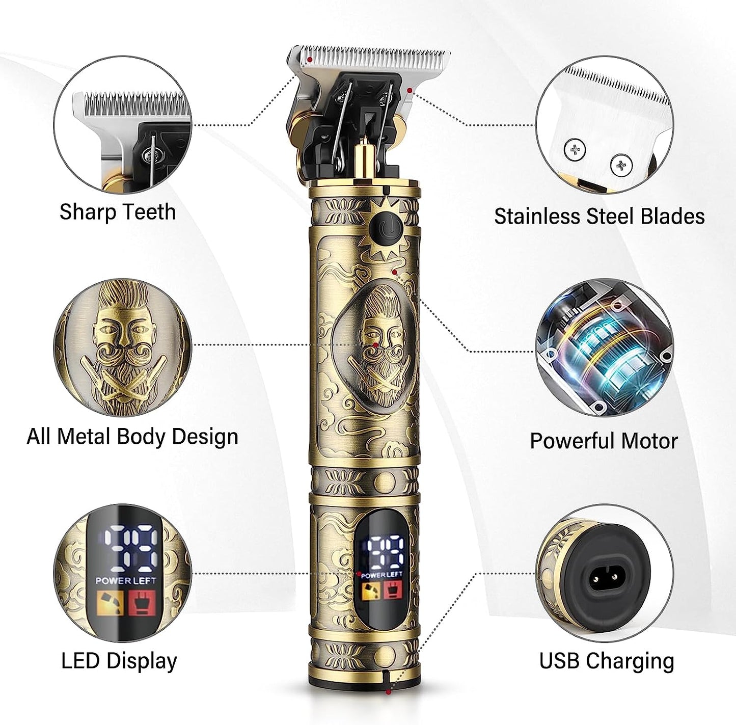 Hair Clippers for Men Professional, Beard Trimmer Kits & Sets, Cordless Mens Hair Trimmer, Electric Shavers, Haircutting Machine with LED Display, for Barber