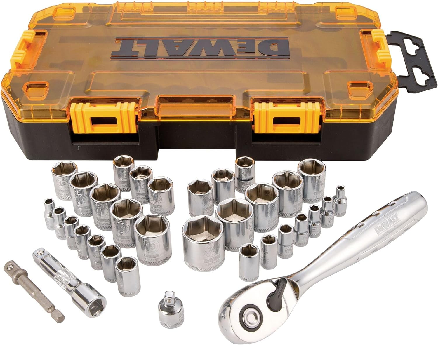 Socket Set, 1/4-Inch & 3/8-Inch Drive, Sae/Metric, 34-Piece (DWMT73804)