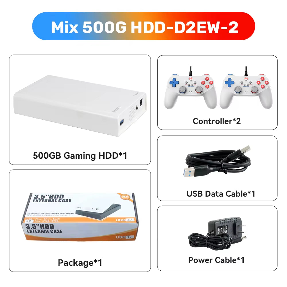 500GB Gaming HDD Retrobat & Launchbox & Playnite OS Retro Video Game Console for Ps3/Switch/Xbox/Ps2/Wii/Wiiu with 38200+ Games