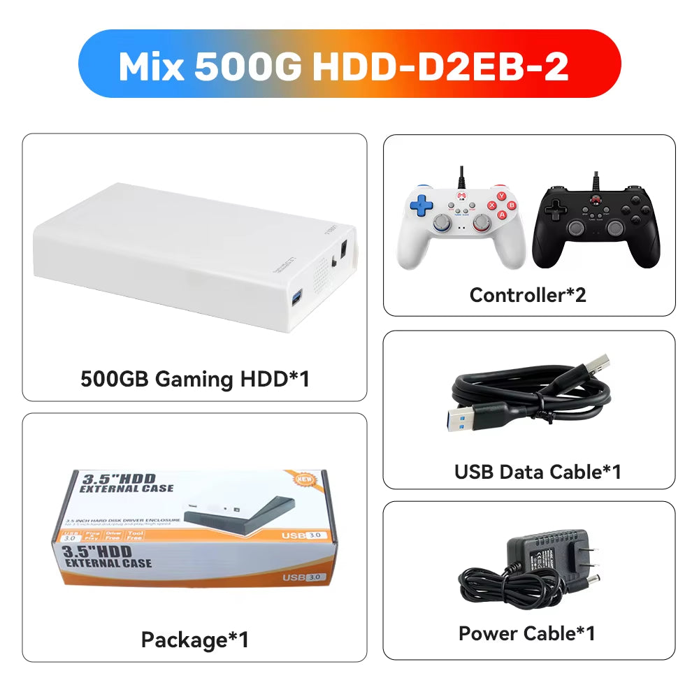 500GB Gaming HDD Retrobat & Launchbox & Playnite OS Retro Video Game Console for Ps3/Switch/Xbox/Ps2/Wii/Wiiu with 38200+ Games