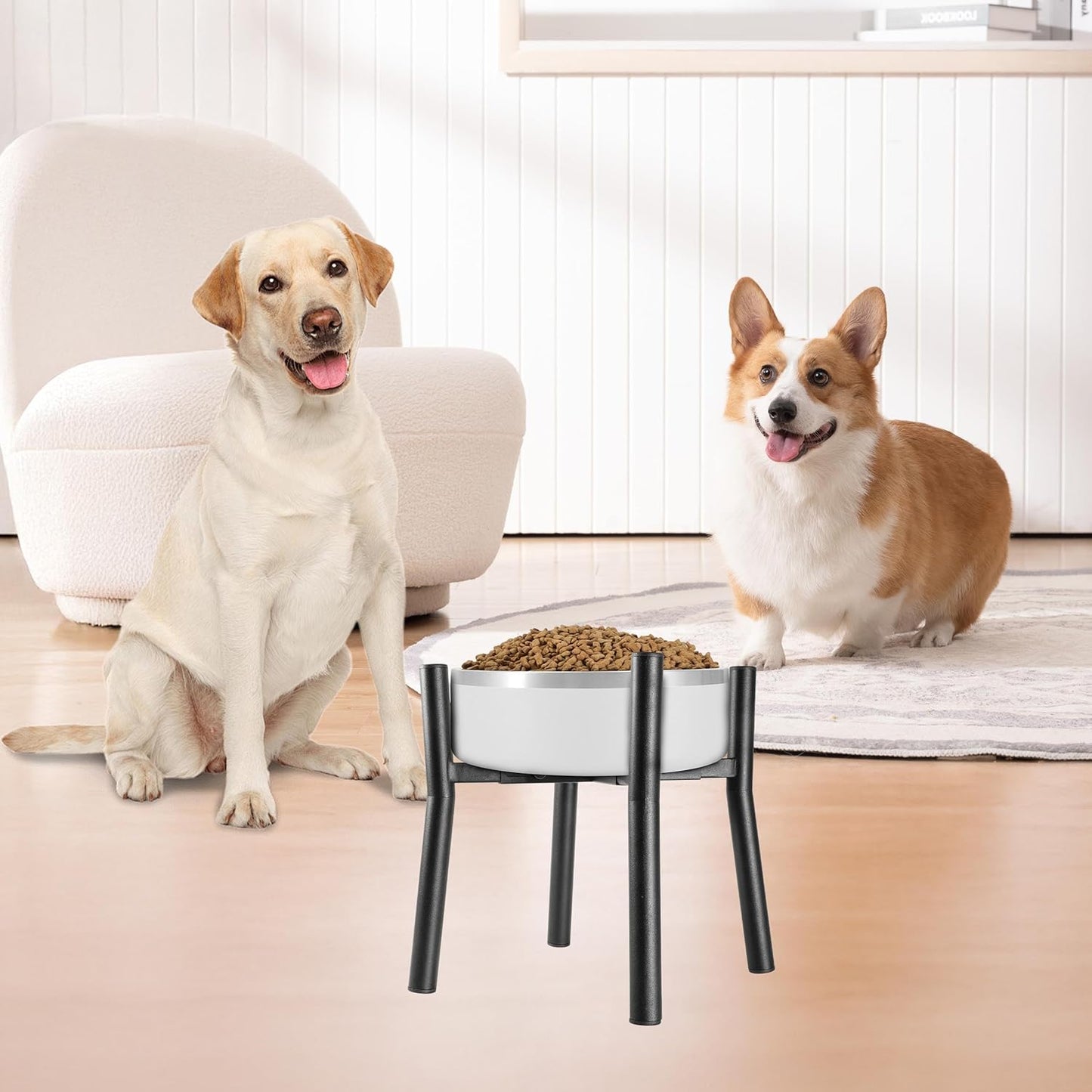 Lifted Dog Bowl Stand - without Bowls, Single Raise Pet Food Table Adjustable Wide 6-11", Tall 12" - Bowl Stand Size Optional, Dog Bowl Holder Elevated for Small Medium Large Dog Breed