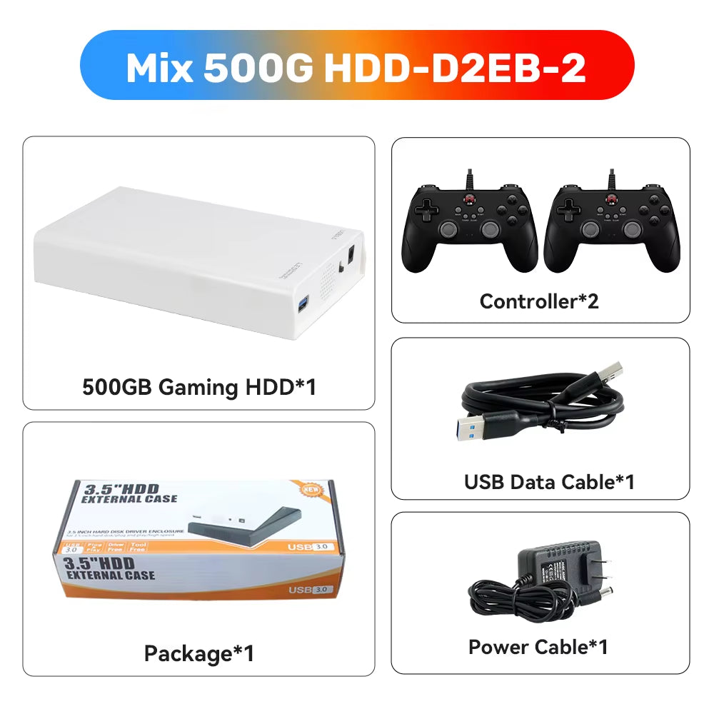 500GB Gaming HDD Retrobat & Launchbox & Playnite OS Retro Video Game Console for Ps3/Switch/Xbox/Ps2/Wii/Wiiu with 38200+ Games