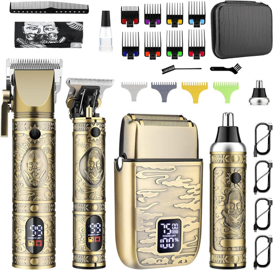 Hair Clippers for Men Professional, Beard Trimmer Kits & Sets, Cordless Mens Hair Trimmer, Electric Shavers, Haircutting Machine with LED Display, for Barber