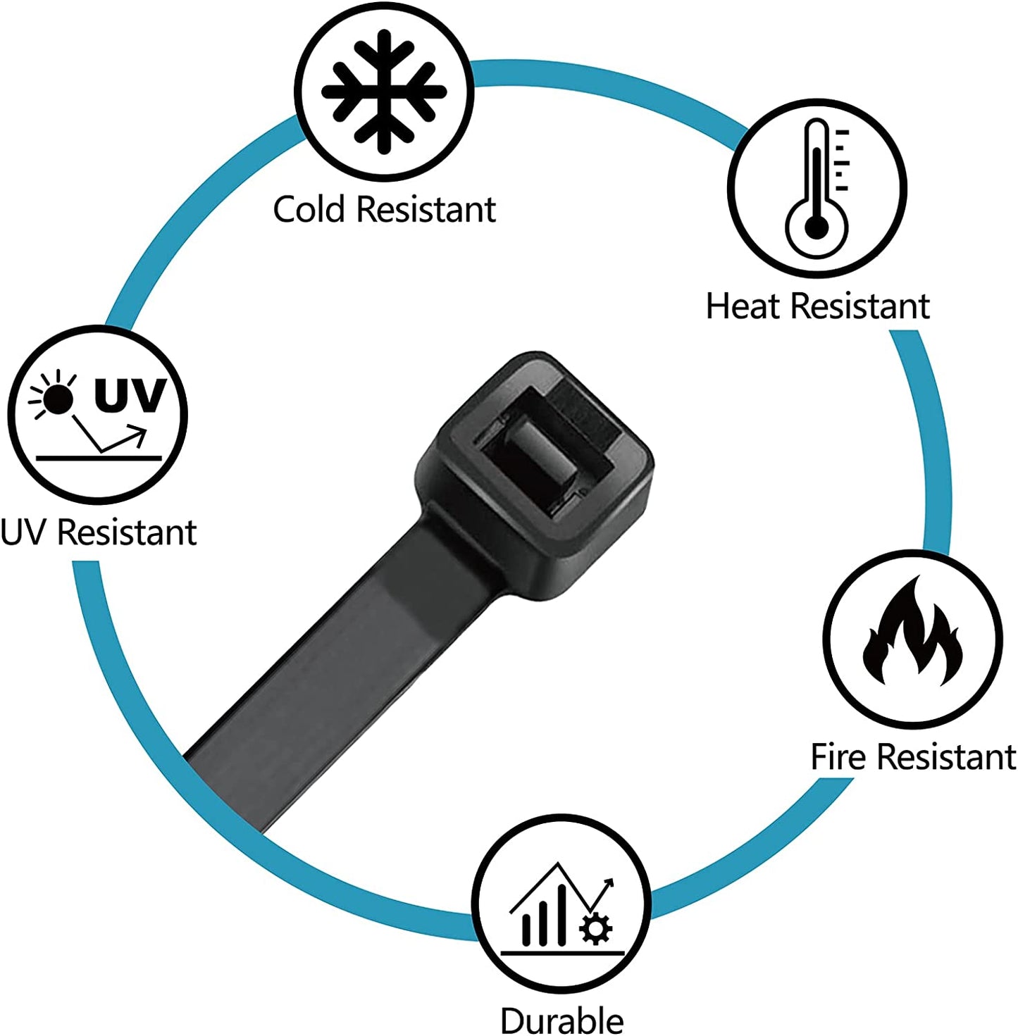 Zip Ties Assorted Sizes(4”+6”+8”+12”), 400 Pack, Black Cable Ties, UV Resistant Wire Ties by