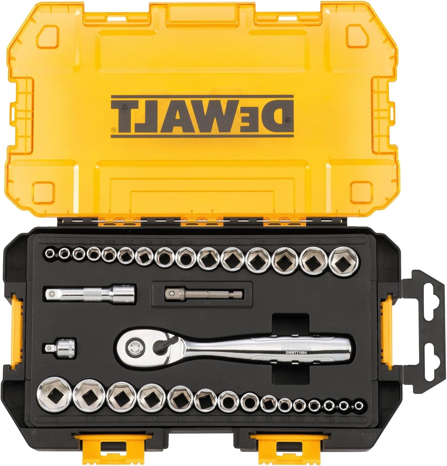 Socket Set, 1/4-Inch & 3/8-Inch Drive, Sae/Metric, 34-Piece (DWMT73804)