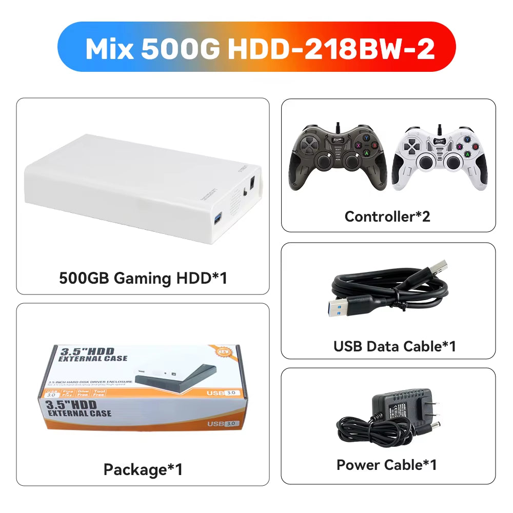 500GB Gaming HDD Retrobat & Launchbox & Playnite OS Retro Video Game Console for Ps3/Switch/Xbox/Ps2/Wii/Wiiu with 38200+ Games