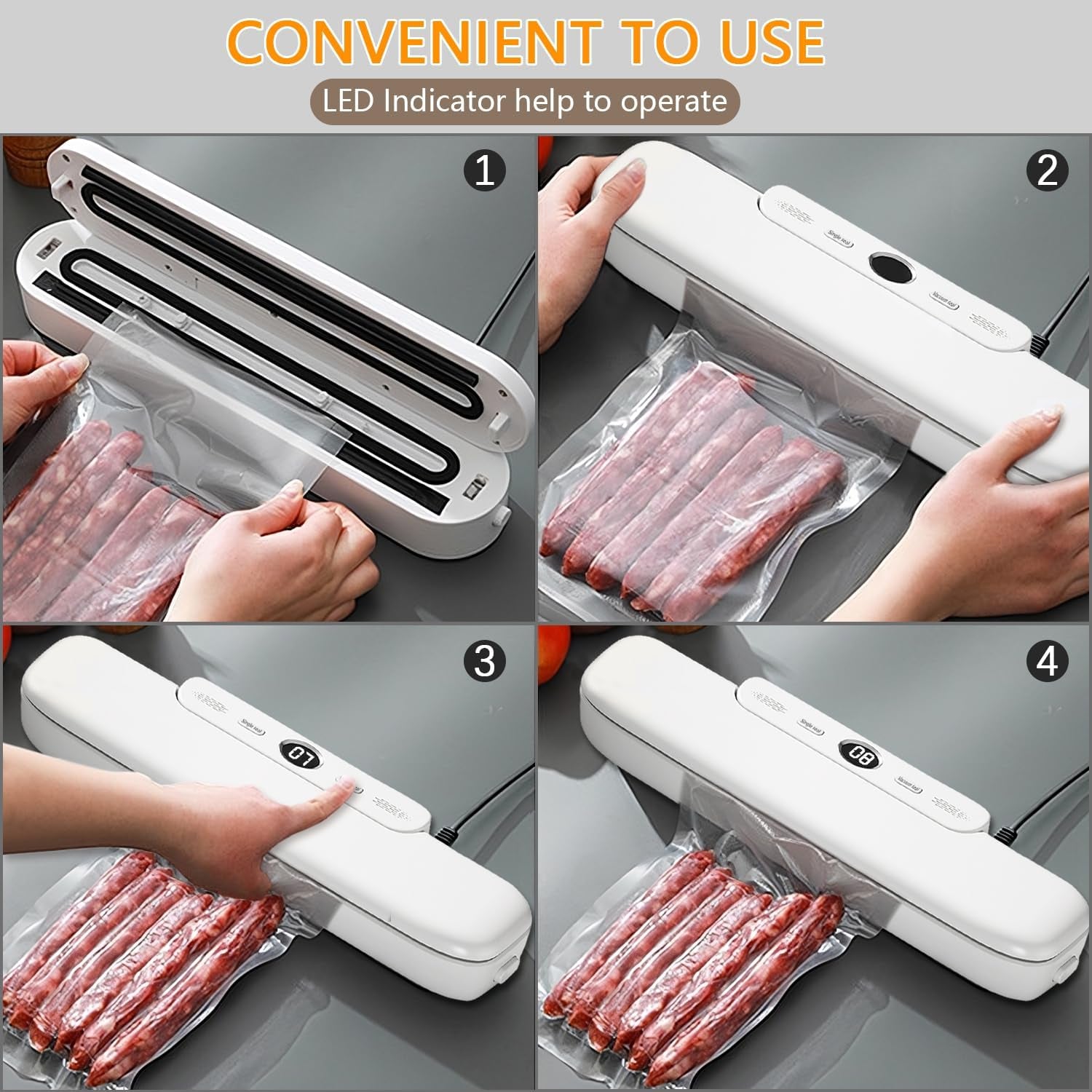 Food Vacuum Sealer Machine,  Food Sealer Vacuum Sealer Compact Design Preservation with 10 Vacuum Bags, Automatic Air Sealing for Food Storage.