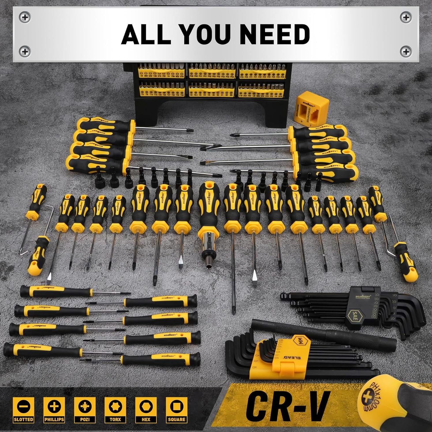 140-Piece Magnetic Screwdriver Set with Plastic Racking, Includes SAE & Metric Hex Keys, Precision Screwdriver and Magnetizer Demagnetizer DIY Tools for Men Tools Gift