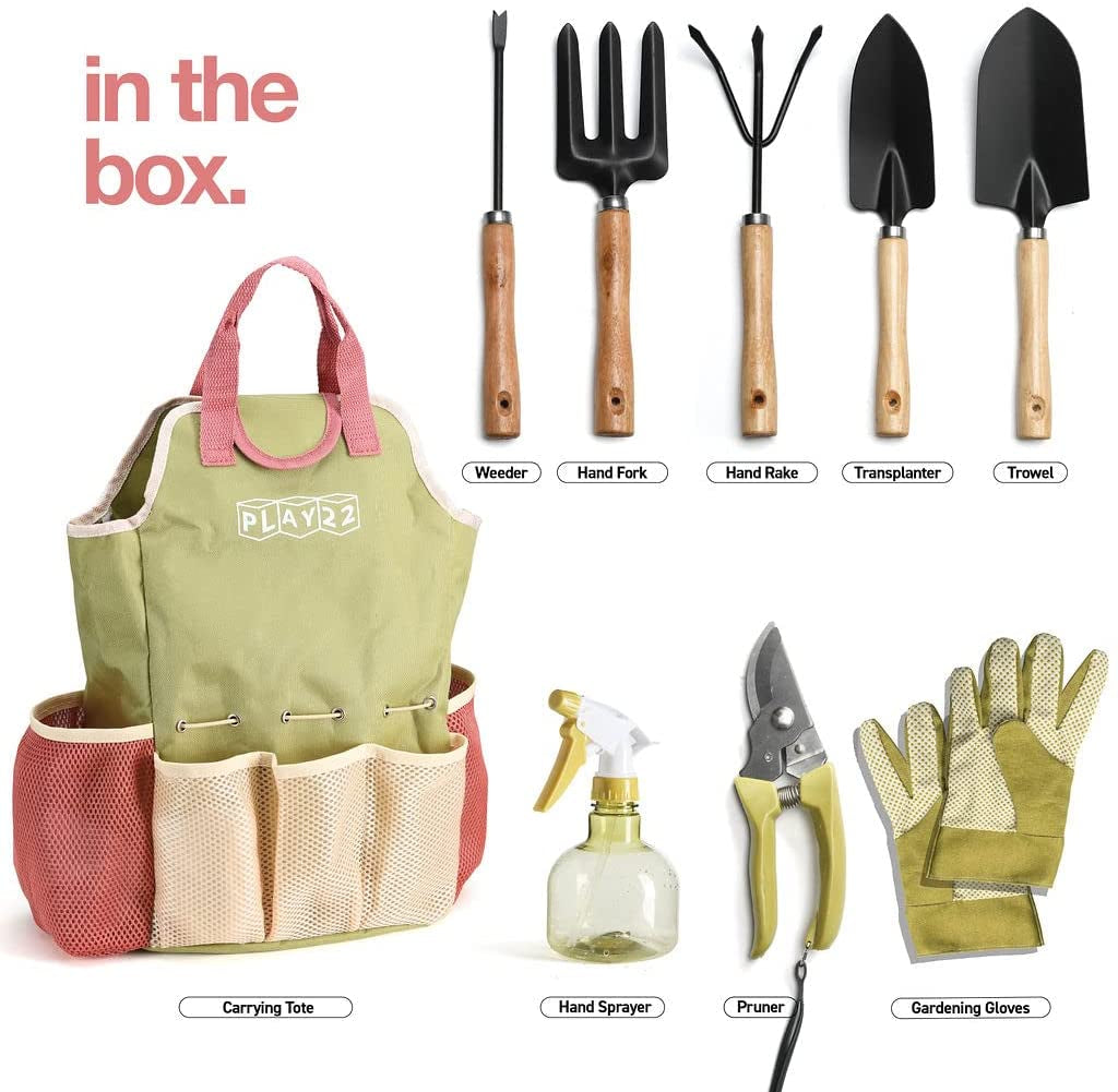 Gardening Tools Set of 10 - Complete Heavy Duty Garden Tools Set with Fashion Handbag - Durable Gardening Supplies Kit Ideal Gardening Gifts for Women