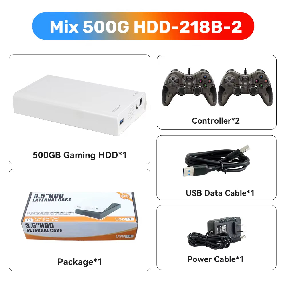 500GB Gaming HDD Retrobat & Launchbox & Playnite OS Retro Video Game Console for Ps3/Switch/Xbox/Ps2/Wii/Wiiu with 38200+ Games