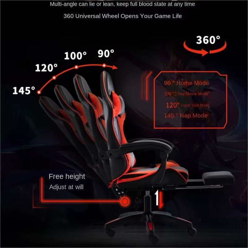 Gaming Chair for Video Game or Office with Lumbar and Cervical Cushion Ergonomic Adjustable in Height and Reclining Adjustable