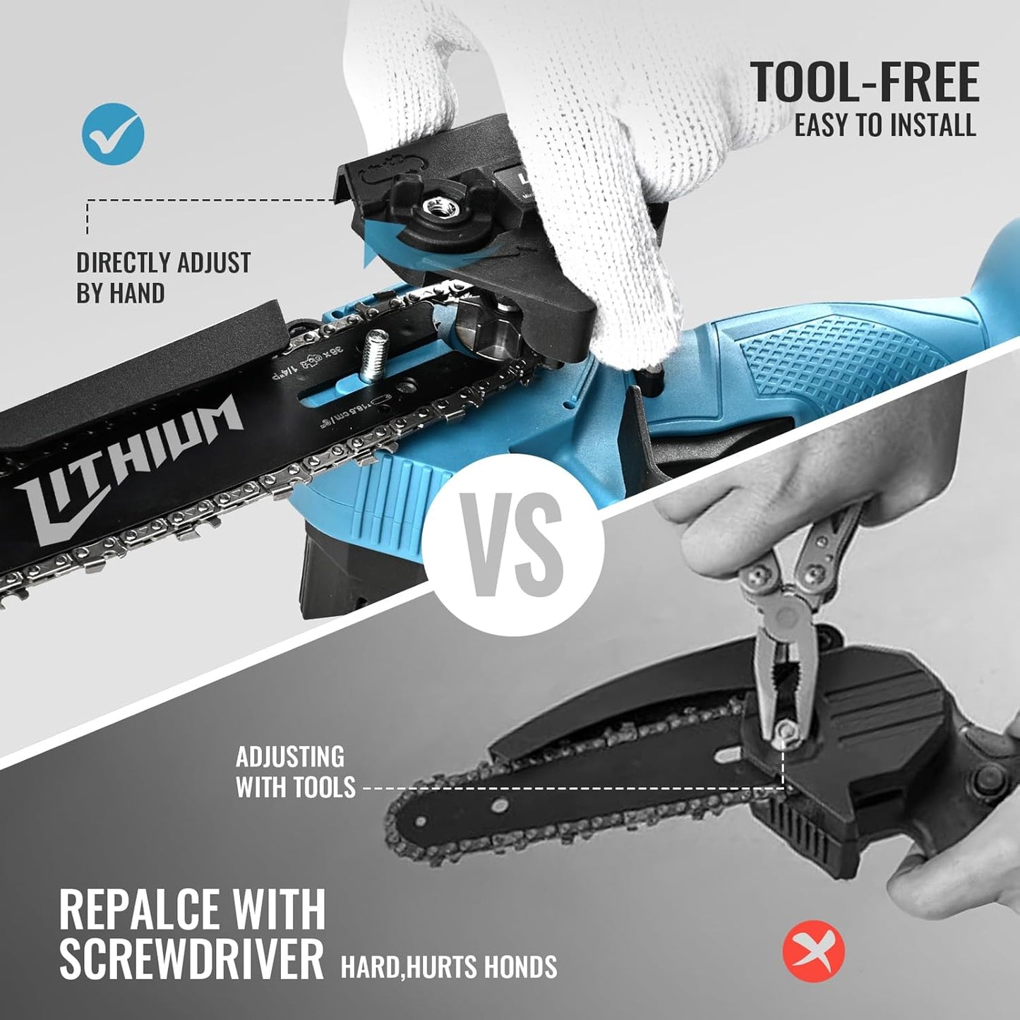 Mini Chainsaw Cordless 6-Inch, with 2 Batteries 40V 19.2 Ft/S Battery Powered Electric Power Chain Saws with Security Lock, Upgraded Handheld Small Chainsaw for Wood Cutting Trimming