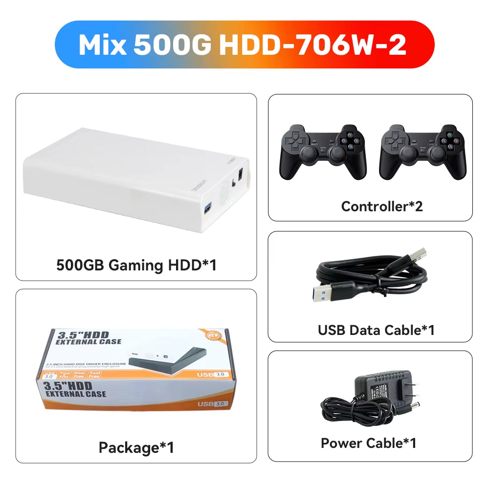 500GB Gaming HDD Retrobat & Launchbox & Playnite OS Retro Video Game Console for Ps3/Switch/Xbox/Ps2/Wii/Wiiu with 38200+ Games