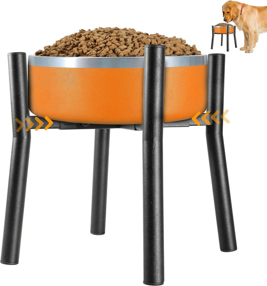 Lifted Dog Bowl Stand - without Bowls, Single Raise Pet Food Table Adjustable Wide 6-11", Tall 12" - Bowl Stand Size Optional, Dog Bowl Holder Elevated for Small Medium Large Dog Breed