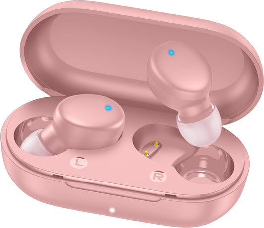 S8 Mini Wireless Earbuds Bluetooth 5.3 in Ear Light-Weight Headphones,60Hrs Playtime Ear Buds with Charging Case,Bluetooth Headsets,Premium Sound with Deep Bass for Sport-Pink