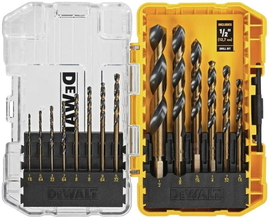 Drill Bit Set, 14-Piece, 135 Degree Split Point, for Plastic, Wood and Metal (DWA1184)