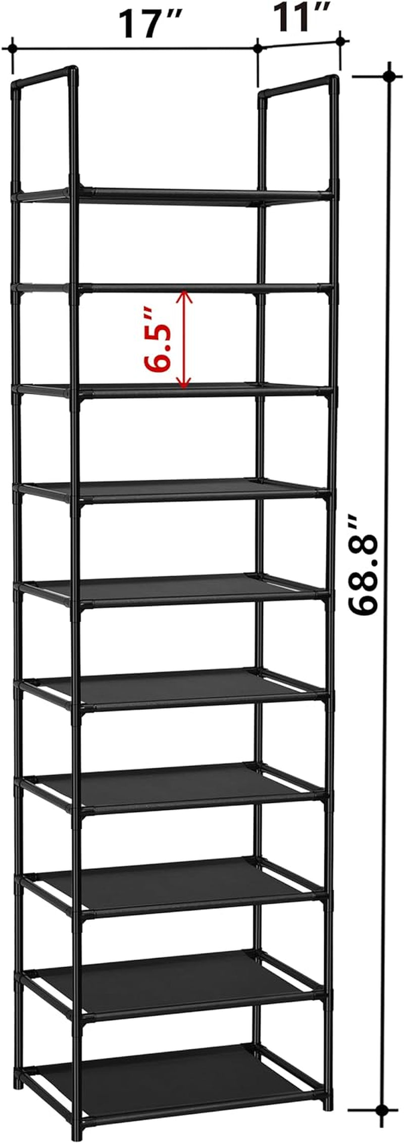 10 Tiers Shoe Rack 20-25 Pairs Sturdy Shoe Shelf